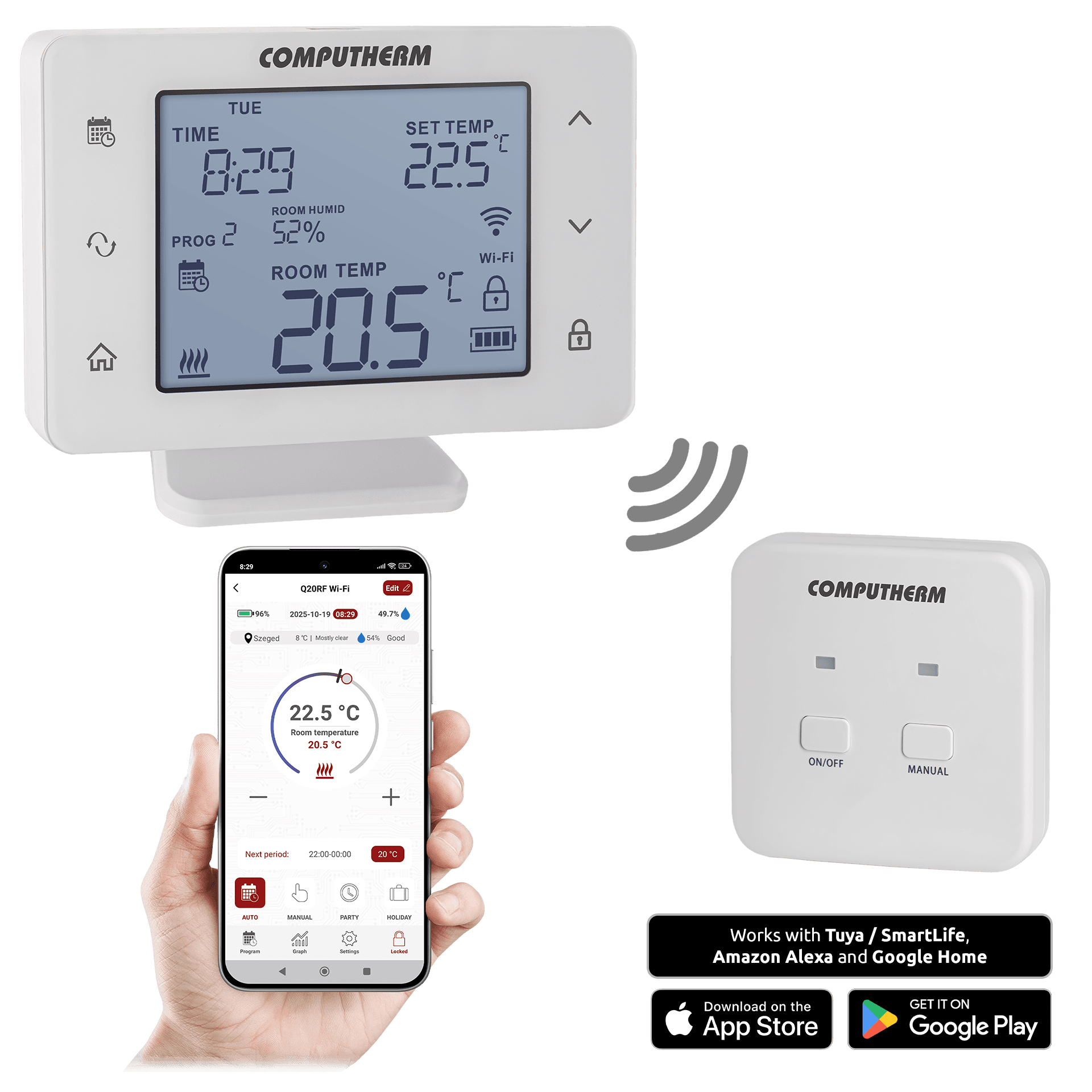 Computherm Q20RF Wi-Fi — безжичен термостат